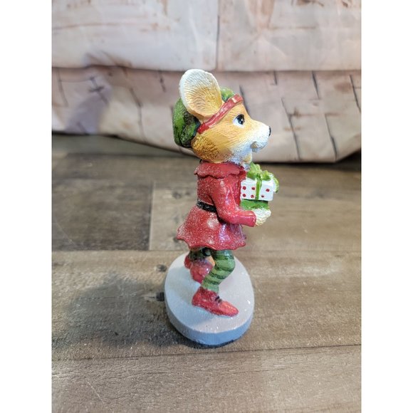 Mouse mice glitter gift present xmas decor figure - Picture 4 of 5